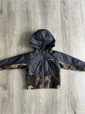Columbia Black and Brown Two-Tone Hooded Jacket